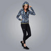 Stretchable Printed Training Jacket (Blue) - Women