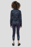 Breathable Printed Stretchable Gym Track Suit (Navy Blue) - Women