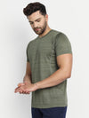 MENS R/N TEE LONG POLY STRIPER