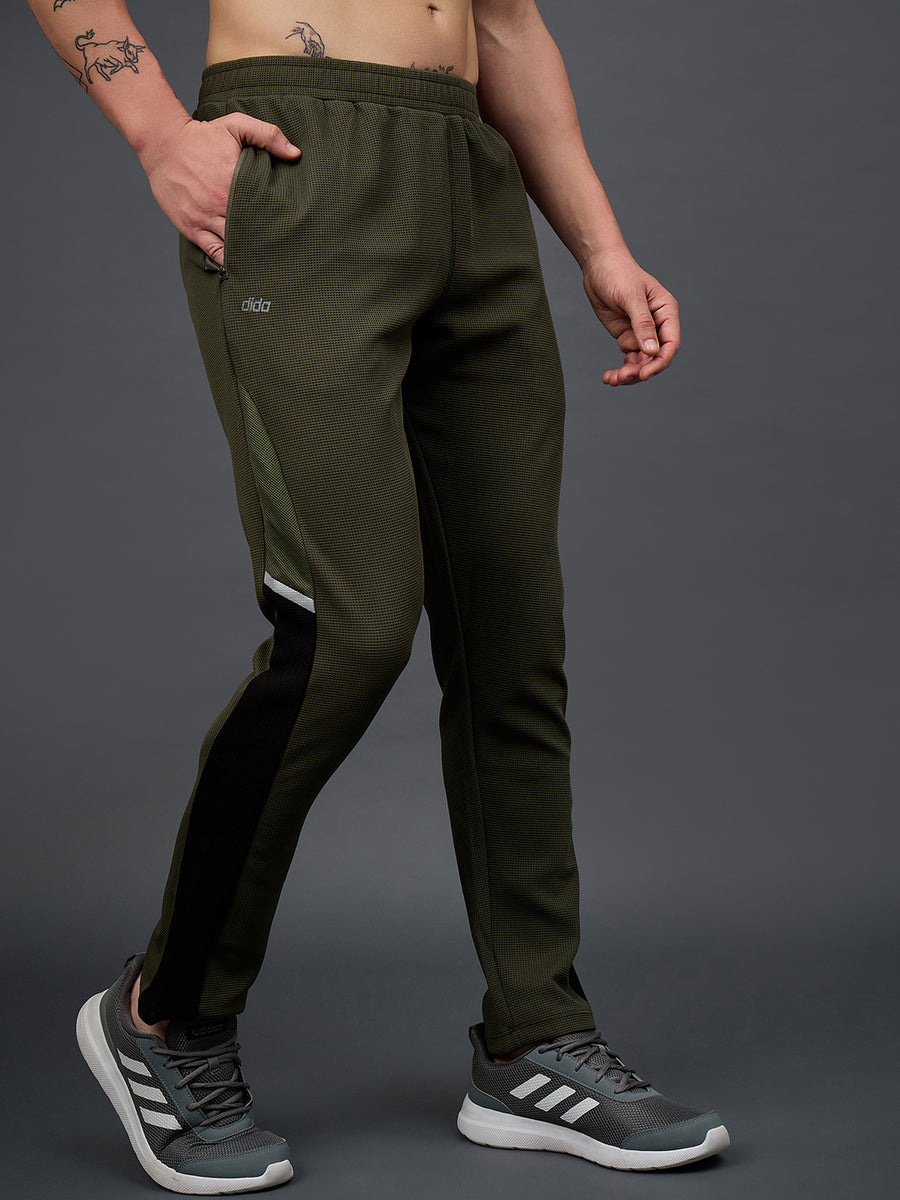 DIDA Men Waffle Knit Track Pants With Contrast Mesh Panels Reflective– Dida